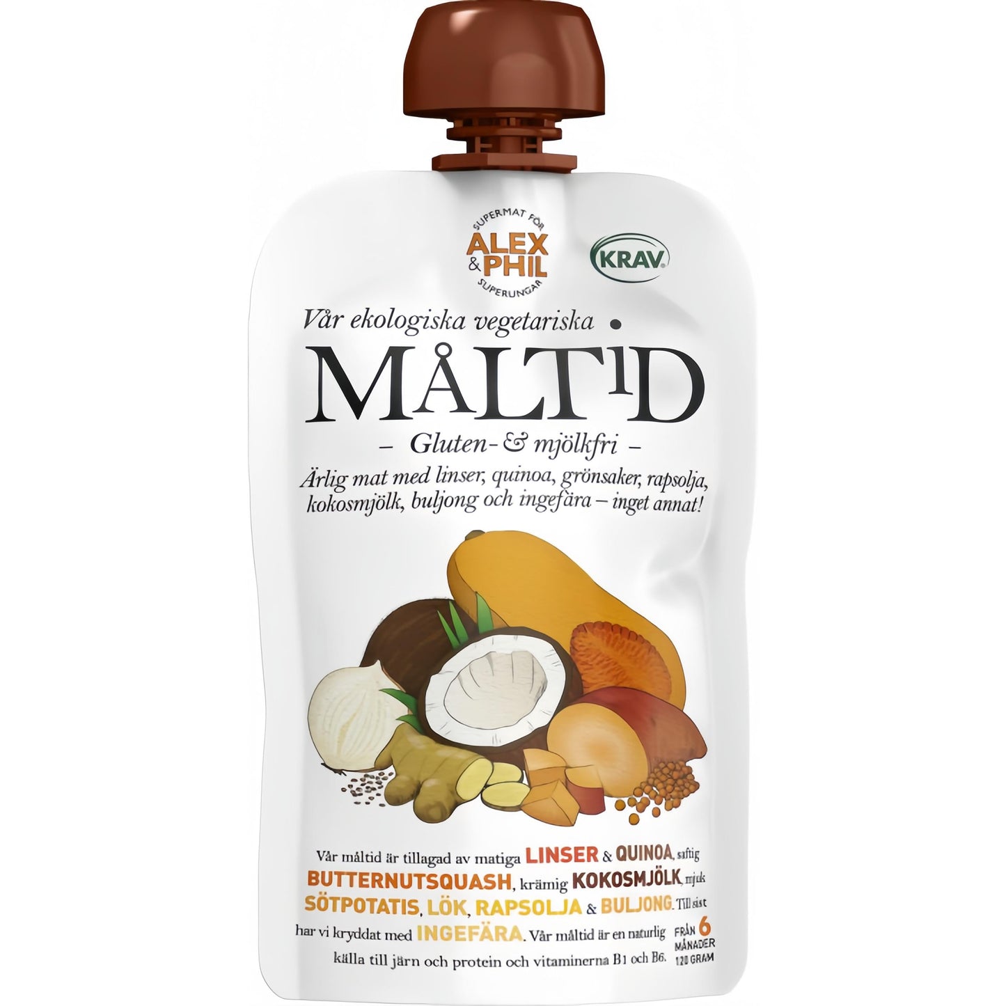 Alex&Phil Måltid med Butternutsquash & Kokos 6M 120 g Alex&Phil