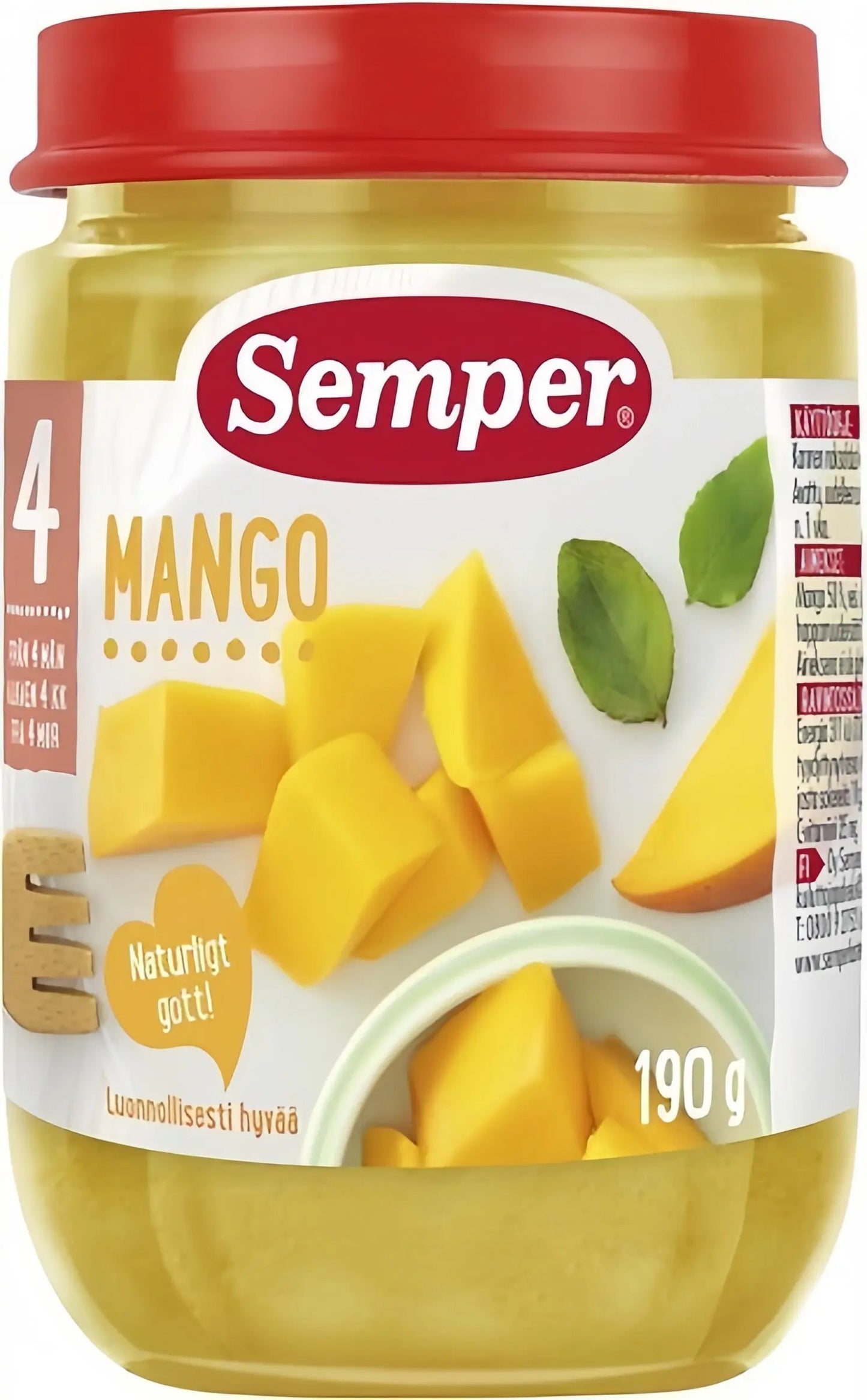 Semper Fruktpuré Mango 4M 190 g