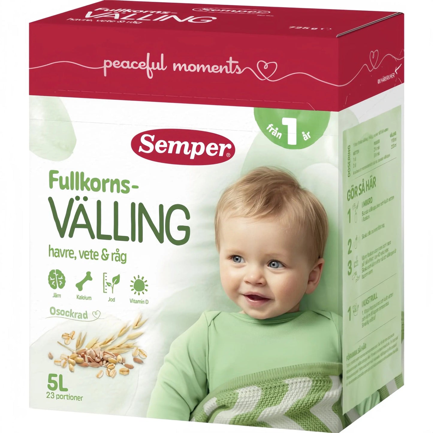 Semper Fullkornsvälling Havre Vete & Råg 12m 5 L