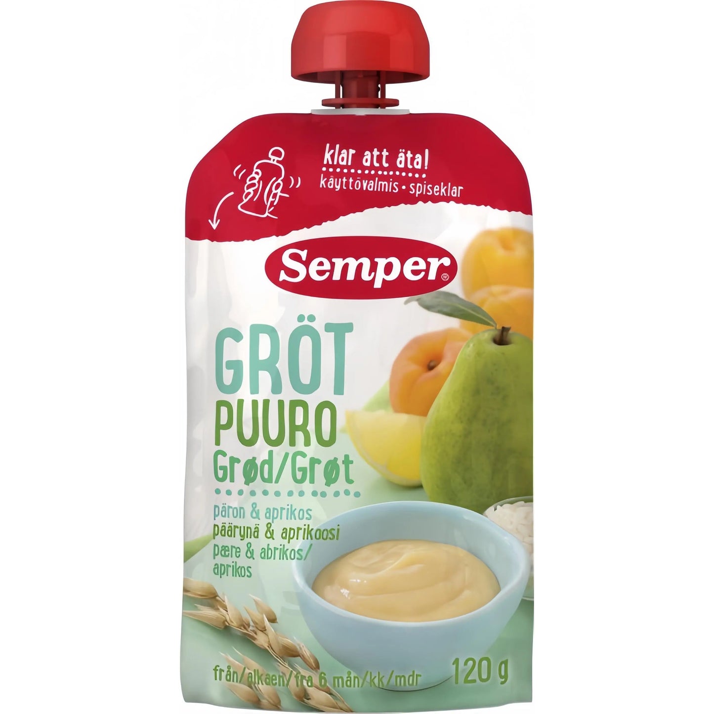 Semper Grötklämmis Päron, Aprikos & Banan 120 g Semper
