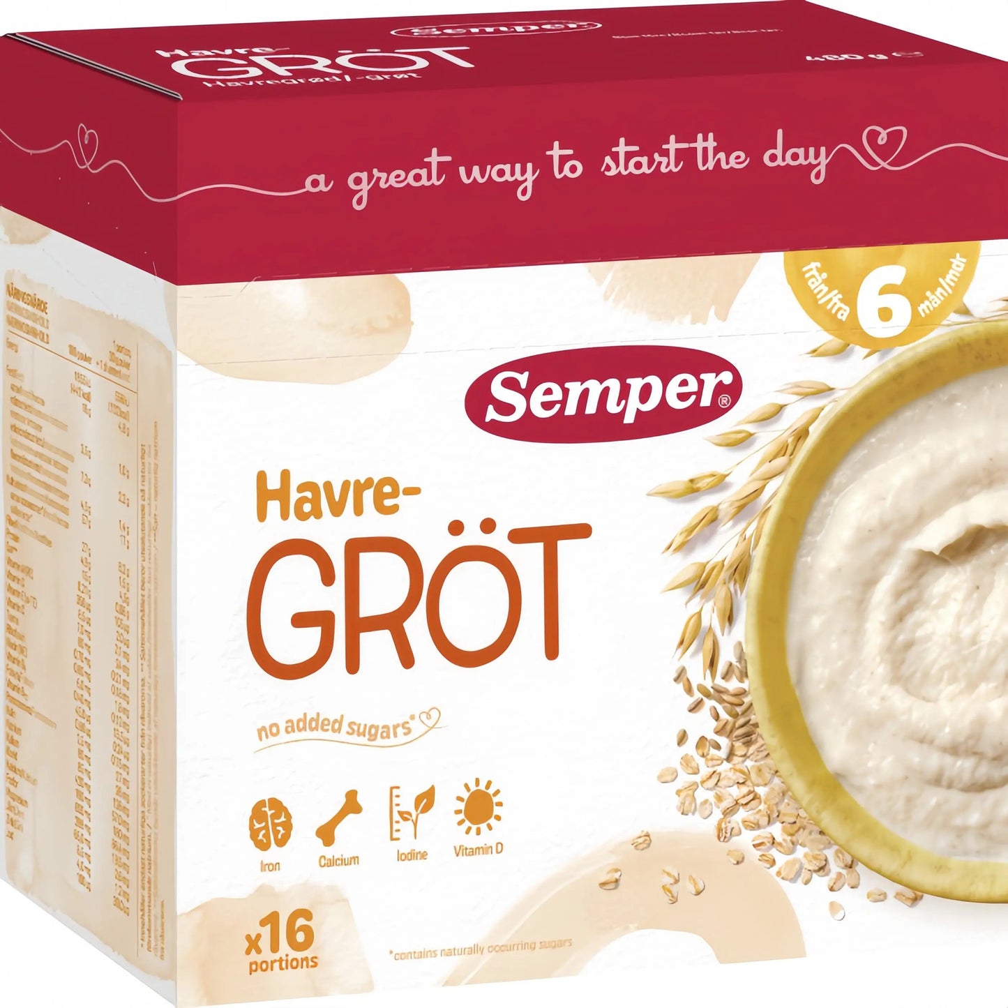 Semper Havregröt Mild & Naturell 6M 480 g