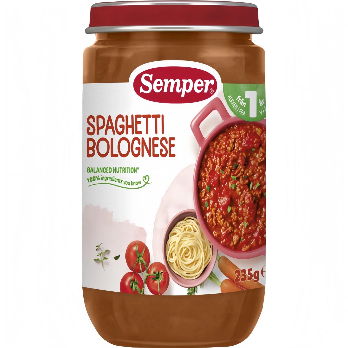 Semper Spagetti & Köttfärssås 12M 235 g