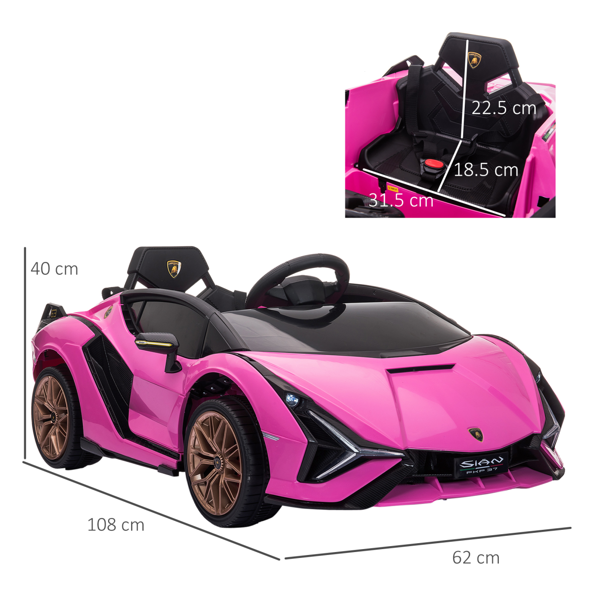 Lamborghini SIAN 12V Elbil för Barn (Rosa) BabyMat.se