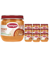 Semper Morotspuré – 12-pack (Från 4 månader, 125 g) <p><strong>Pris per burk: ca 12kr</strong></p> BabyMat.se