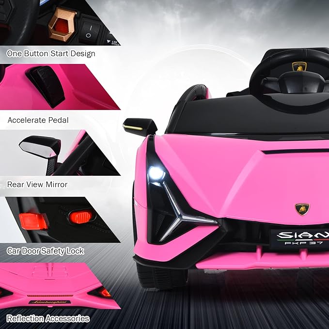 Lamborghini SIAN 12V Elbil för Barn (Rosa) BabyMat.se