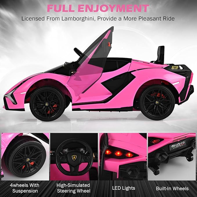 Lamborghini SIAN 12V Elbil för Barn (Rosa) BabyMat.se