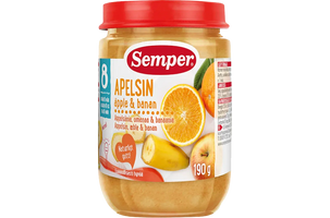 Semper Fruktpuré Apelsin Äpple & Banan 8M 190 g Semper