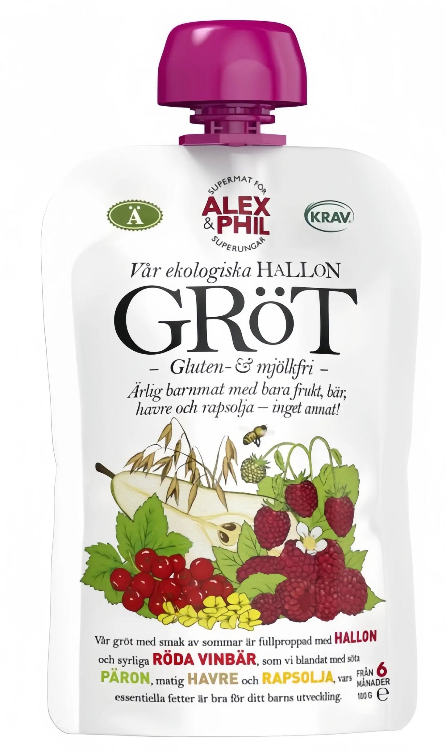 Alex&Phil Gröt med Hallon & Röda Vinbär 6M 100 g