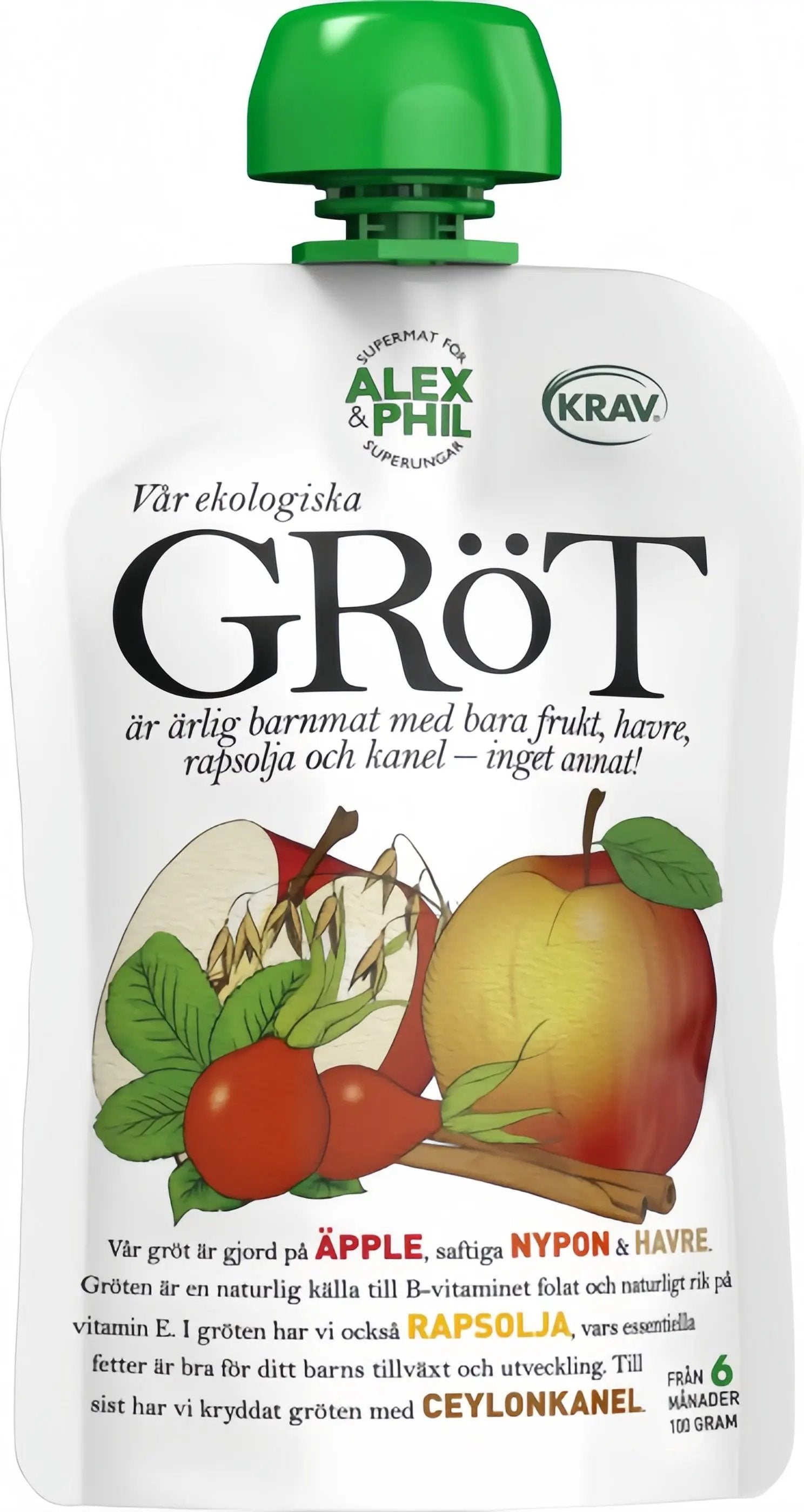 Alex&Phil Gröt med Äpple Nypon & Kanel 6M 100 g