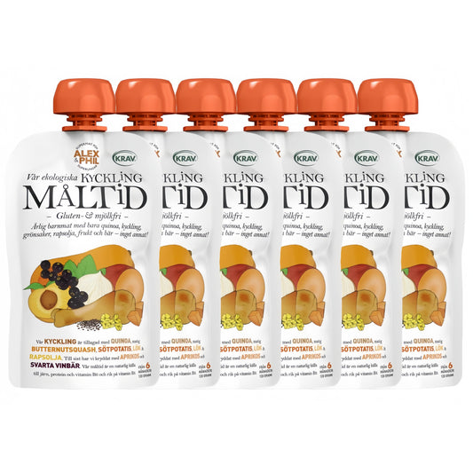 Alex&Phil Måltid med Kyckling, Butternut, Aprikos & Svarta Vinbär 6M 6x120 g Alex&Phil