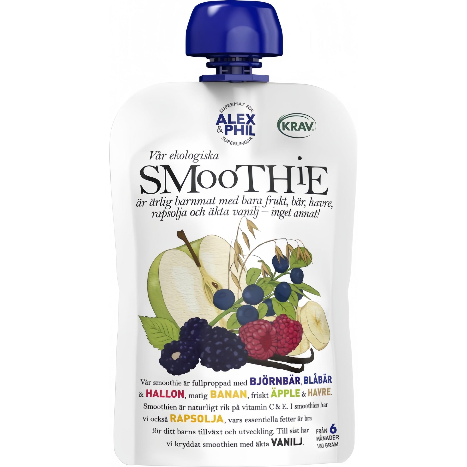 Alex&Phil Smoothie med Blåa Bär & Vanilj 6M 100 g Alex&Phil
