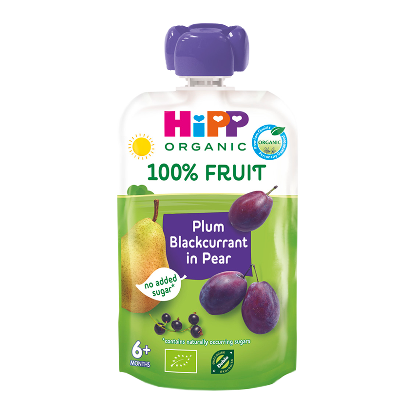HiPP Klämmis Päron Plommon & Svarta Vinbär 6M 100 g