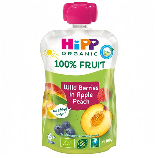 HiPP Klämmis Äpple, Persika, Blåbär & Hallon 6M 100 g