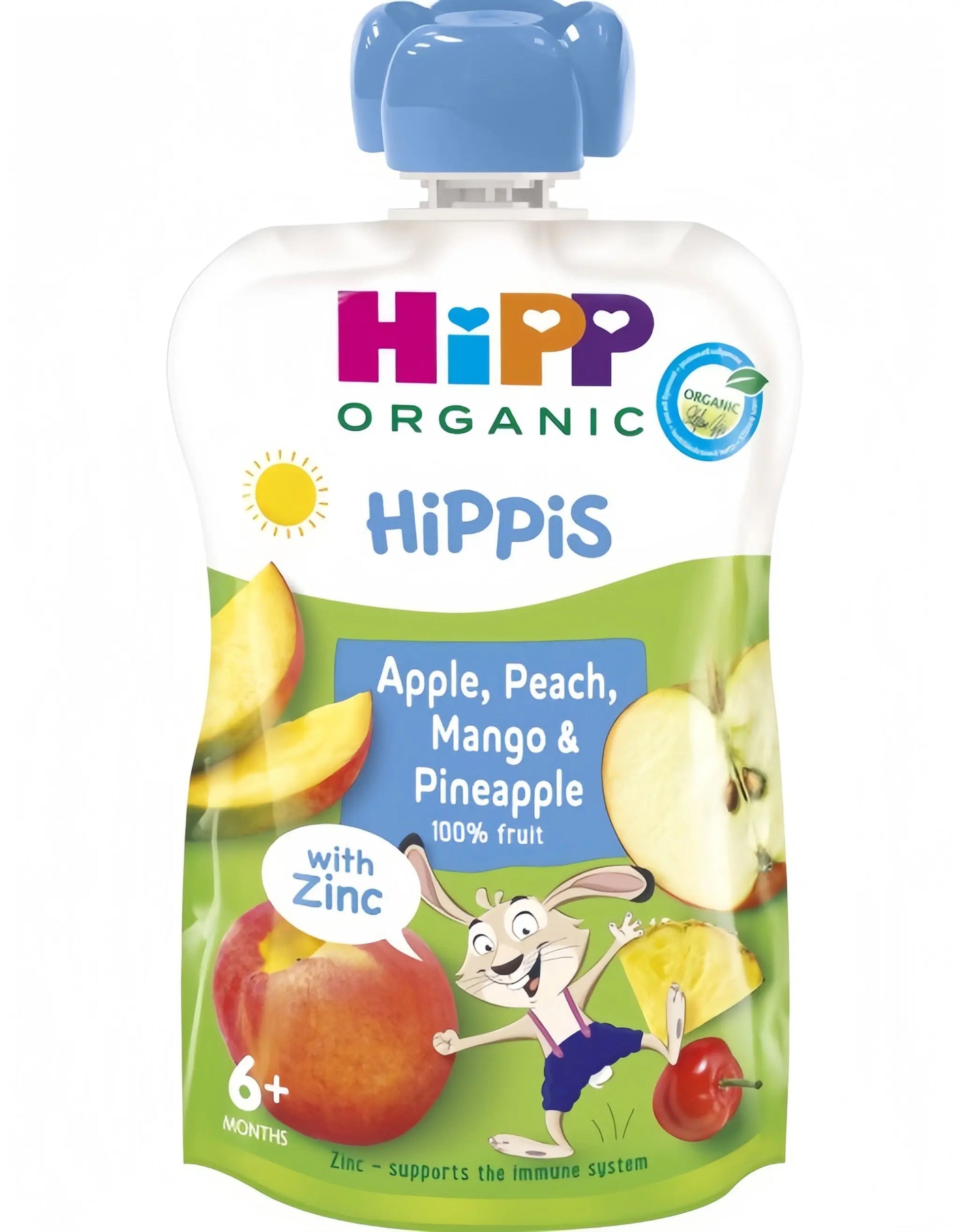 HiPP Klämmis Äpple, Persika, Mango & Ananas med zink 6M 100 g