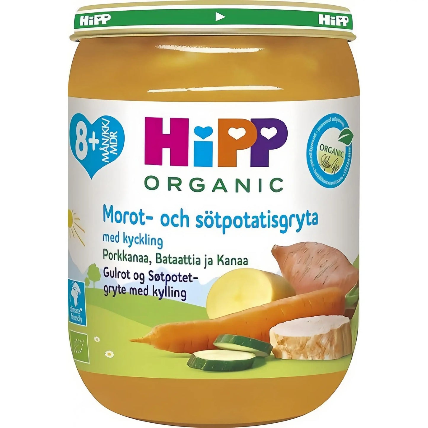 HiPP Morot- & Sötpotatisgryta med kyckling 8M 190 g HiPP