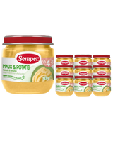 Semper Majs & Potatis 12x125g – Mild barnmat för barn från 4 månader <p><strong>Pris per burk: ca 12kr</strong></p> BabyMat.se