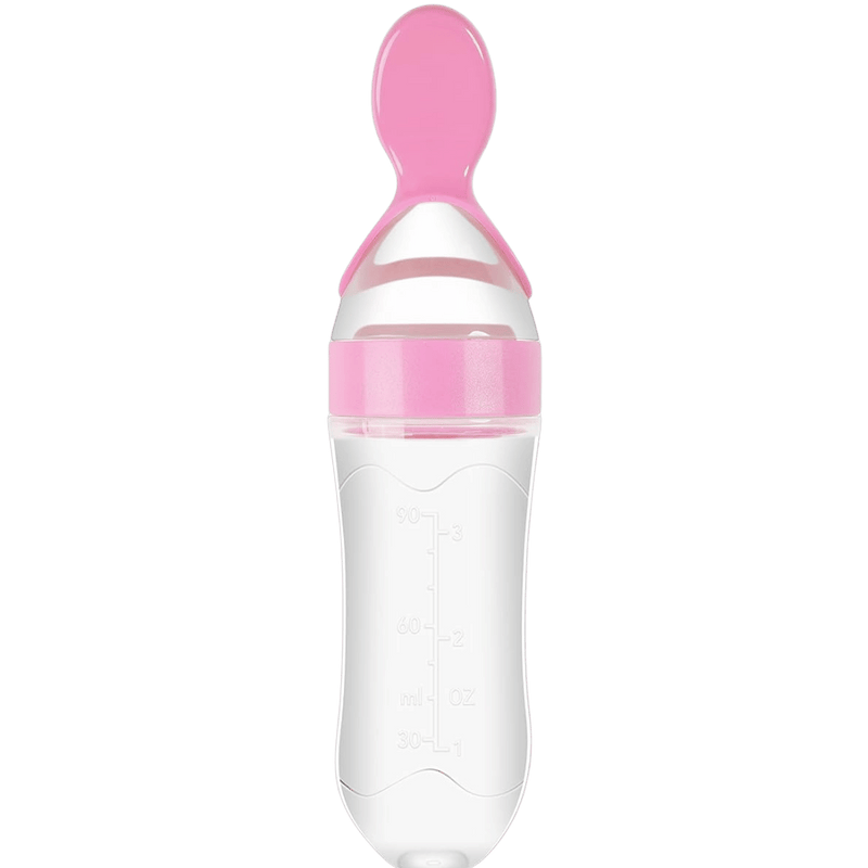 Skedflaska för Bebis 90ml – Squeeze Träningsflaska i Silikon med Sugpropp BabyMat.se