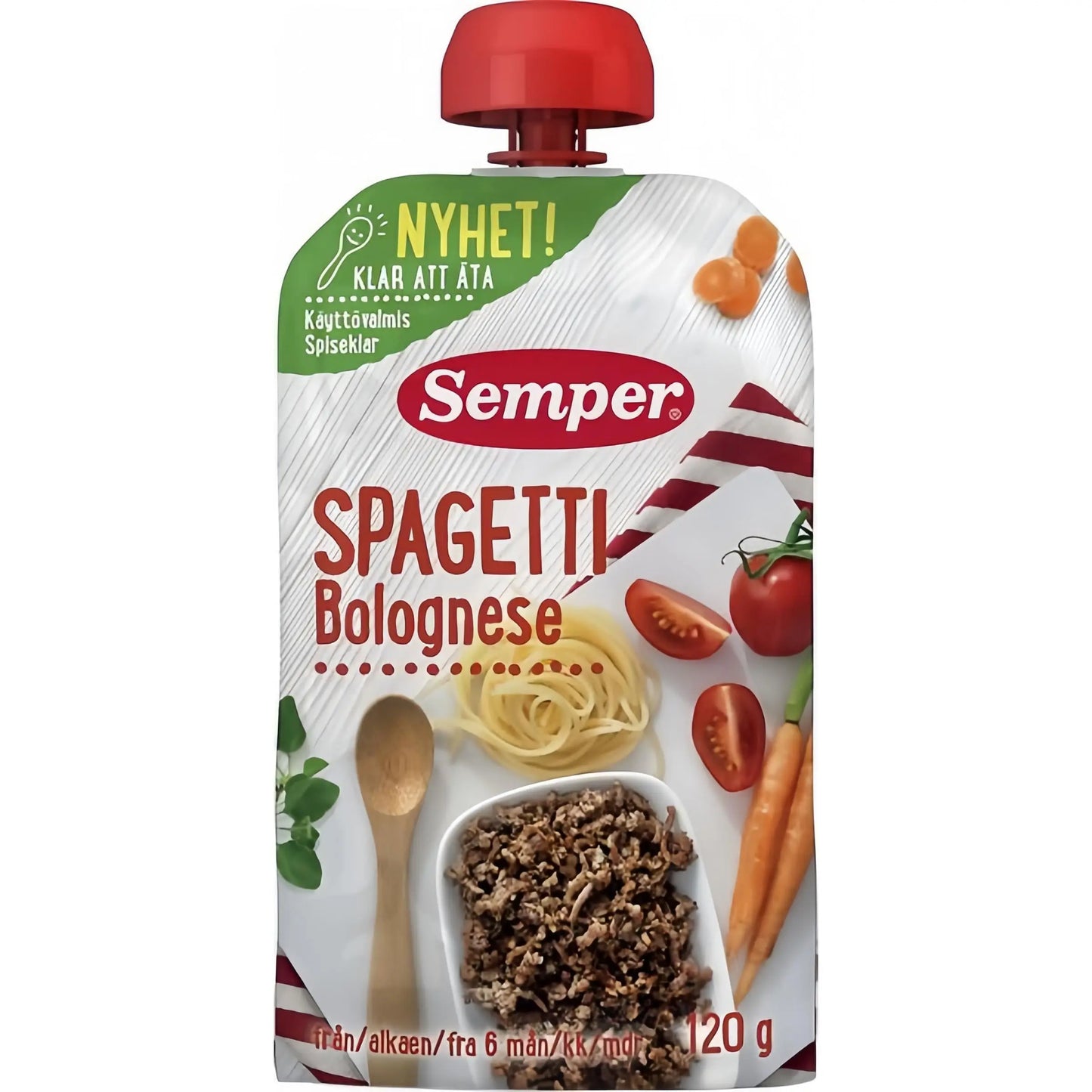 Semper Ätklar Spagetti Bolognese 6M 120 g Semper