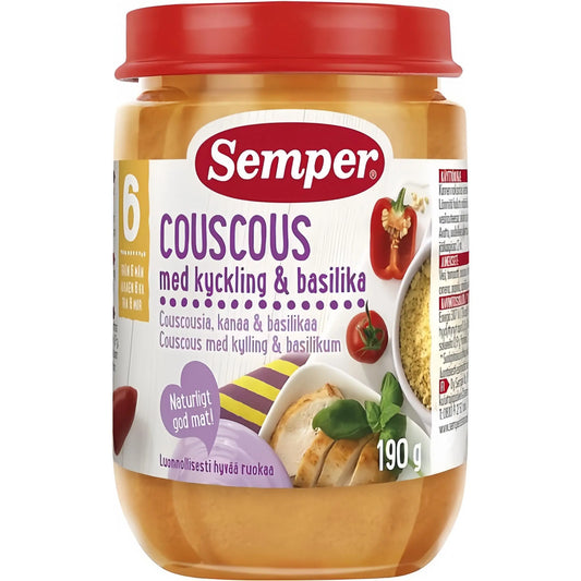 Semper Couscous med kyckling & basilika 6M 190 g Semper