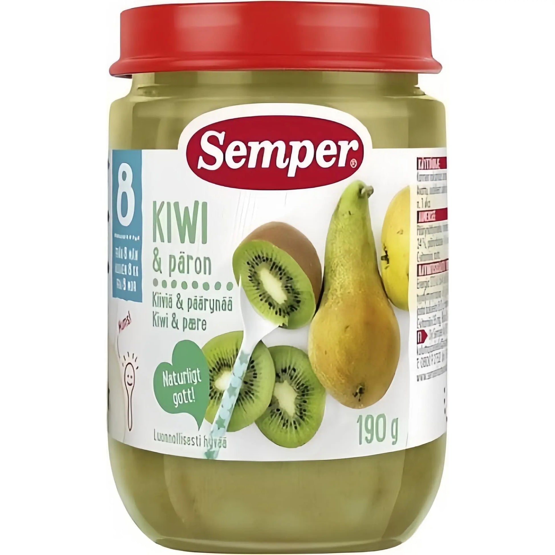 Semper Fruktpuré Kiwi & Päron 8M 190 g Semper
