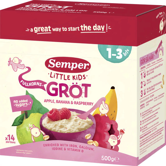 Semper Fullkornsgröt Äpple, hallon & banan 1-3 år