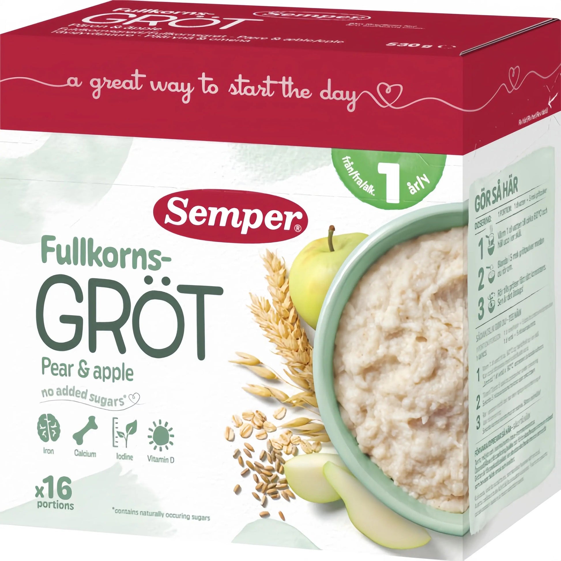 Semper Fullkornsgröt med Frukt 12M 530 g