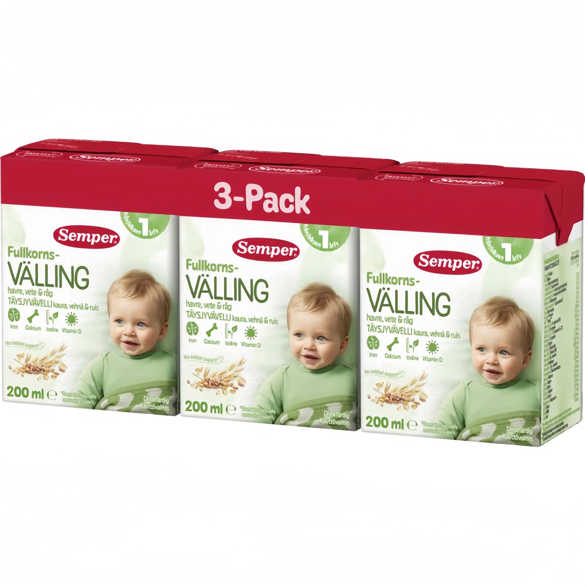 Semper Fullkornsvälling med havre drickfärdig 12M 3x200 ml