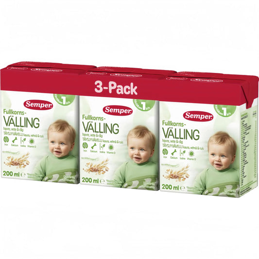 Semper Fullkornsvälling med havre drickfärdig 12M 3x200 ml