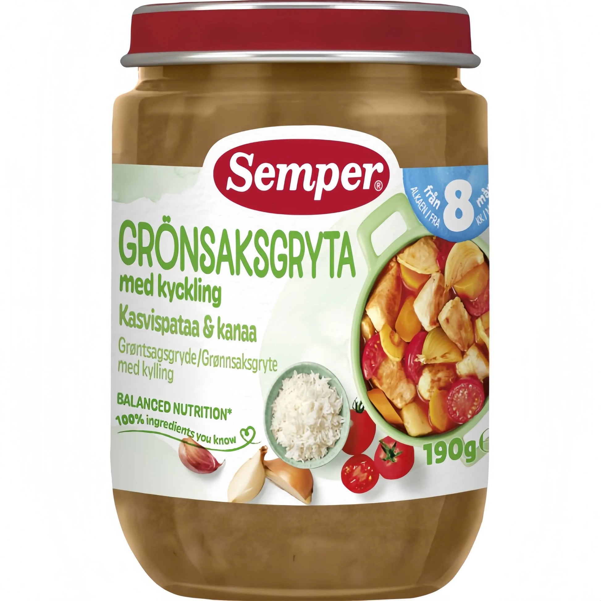 Semper Grönsaksgryta med Kyckling & Vitlök 8M 190 g