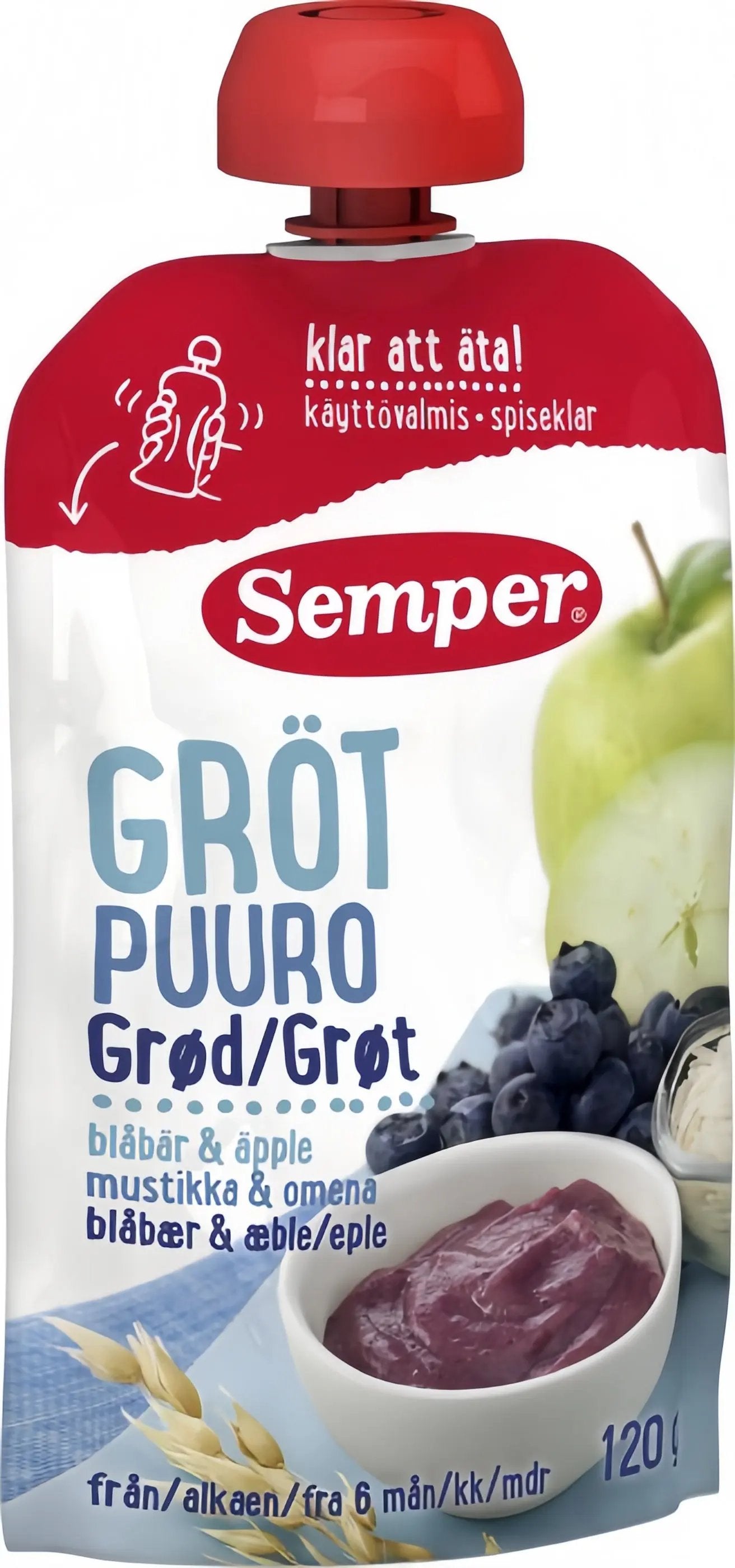 Semper Grötklämmis Blåbär & äpple 120 g