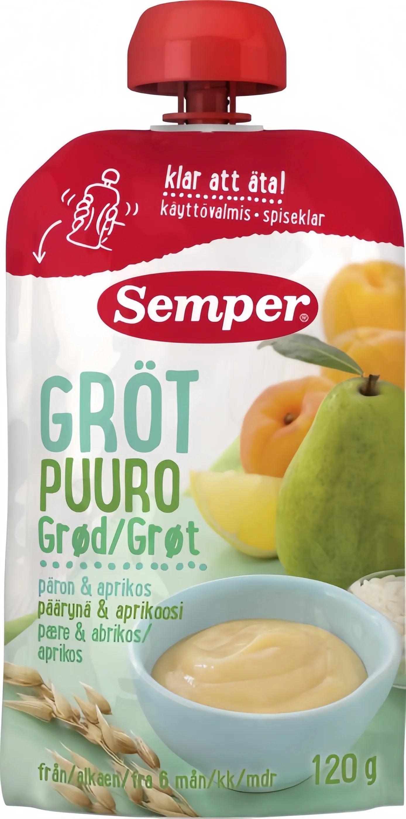 Semper Grötklämmis Päron, Aprikos & Banan 120 g