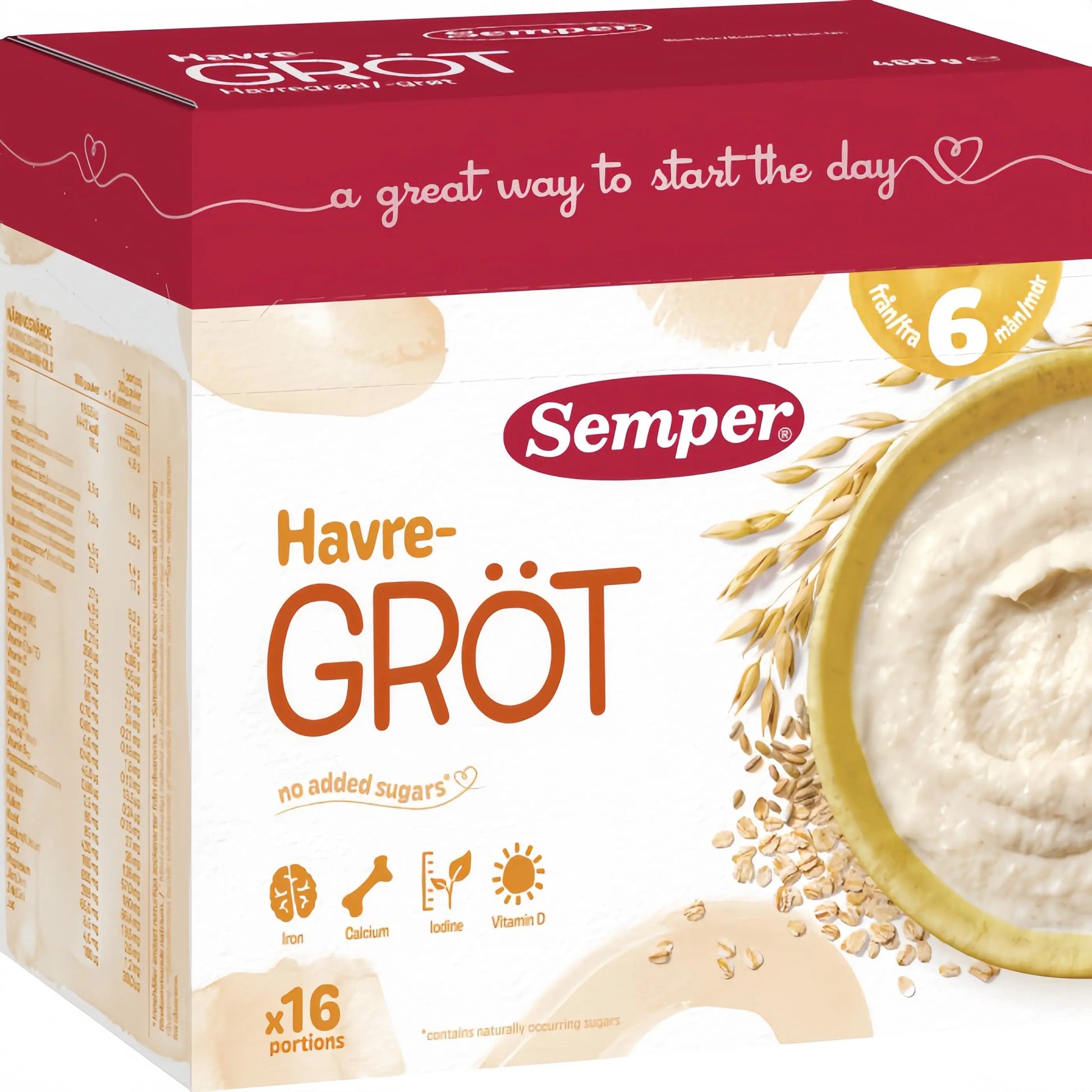 Semper Havregröt Mild & Naturell 6M 480 g