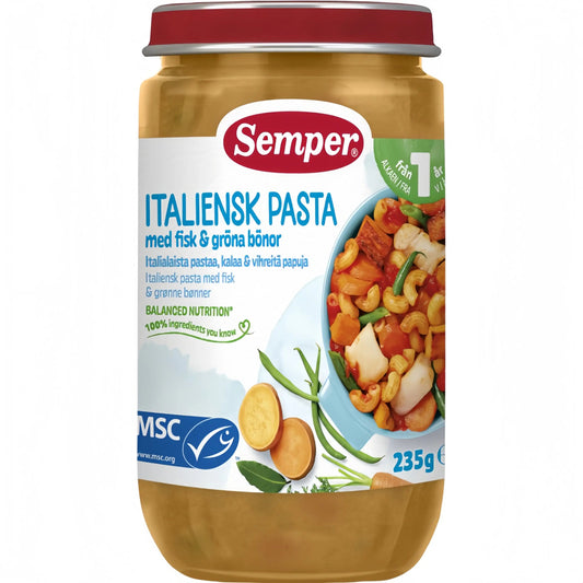 Semper Italiensk pasta med fisk & grönsaker 235g 12m