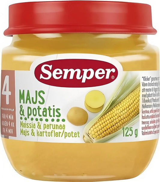 Semper Puré Majs & Potatis 4M 125 g