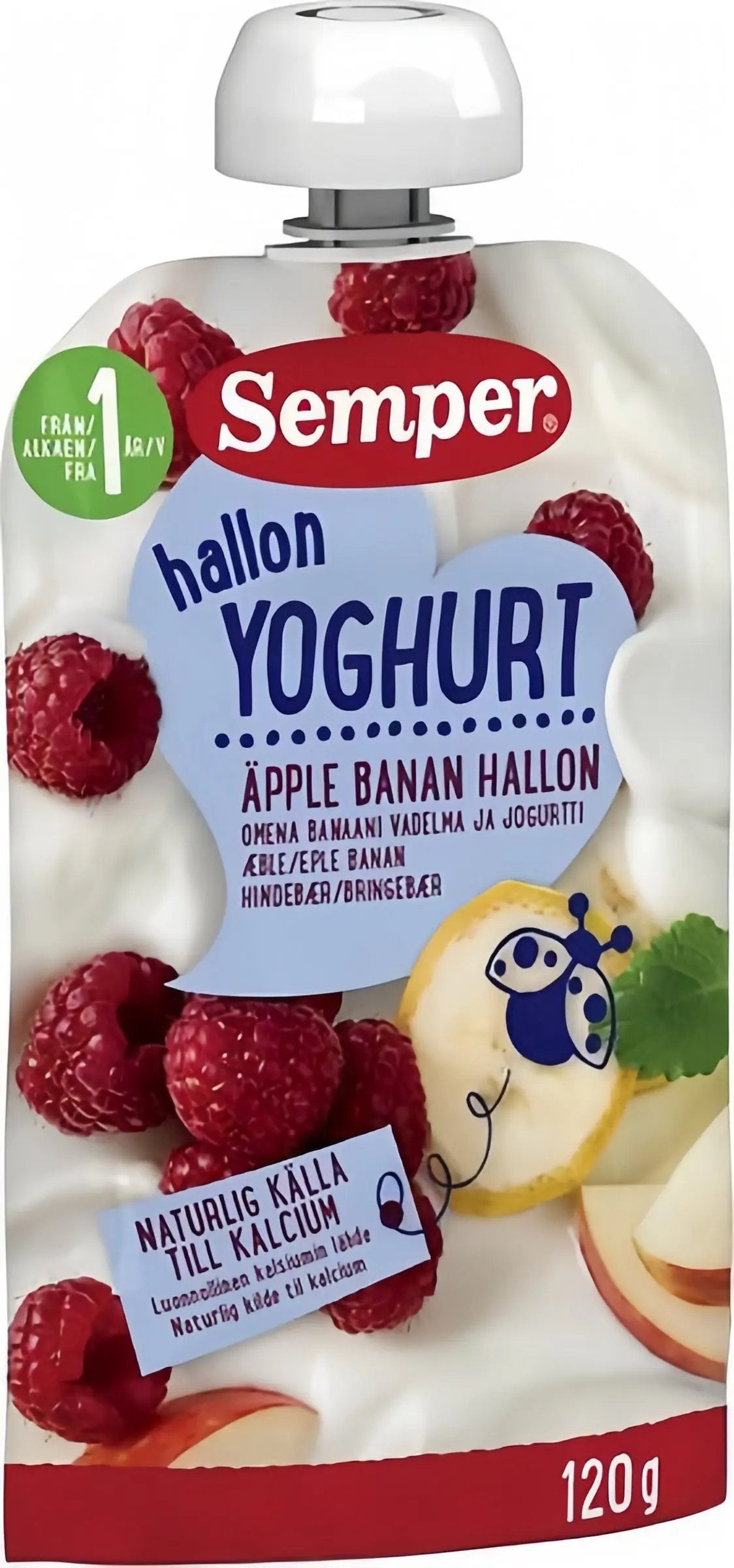 Semper Yoghurt Äpple Banan Hallon 12M 120 g