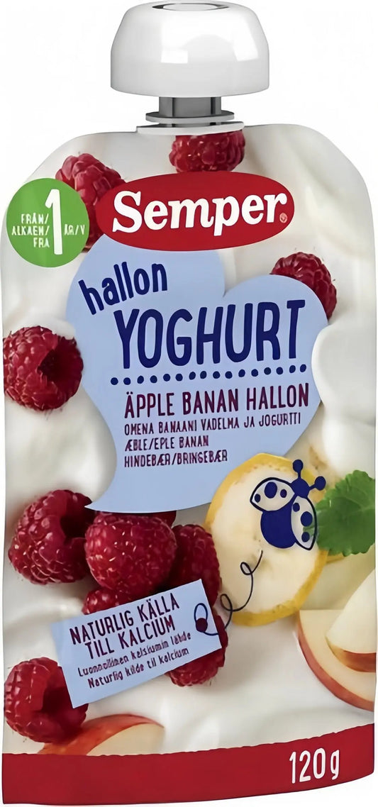 Semper Yoghurt Äpple Banan Hallon 12M 120 g