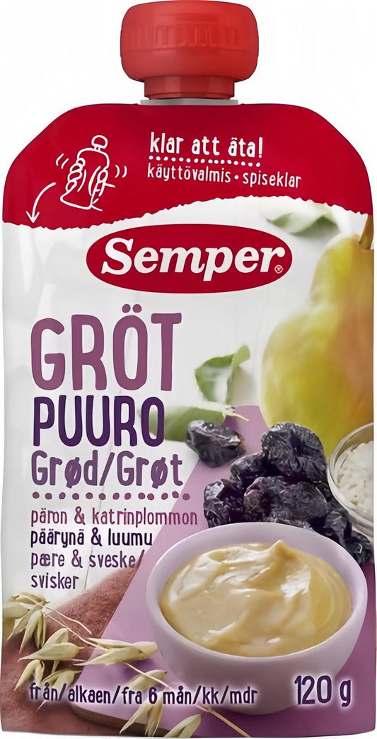 Semper Ätklar Gröt med Päron & Katrinplommon 6M 120 g