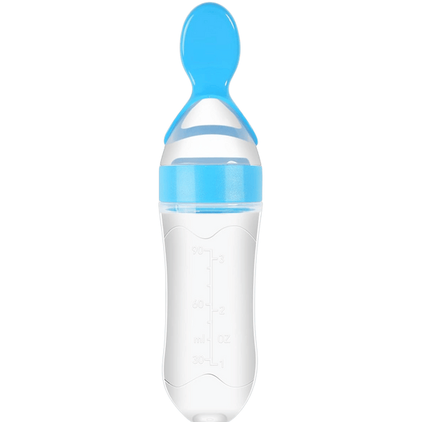 Skedflaska för Bebis 90ml – Squeeze Träningsflaska i Silikon med Sugpropp BabyMat.se