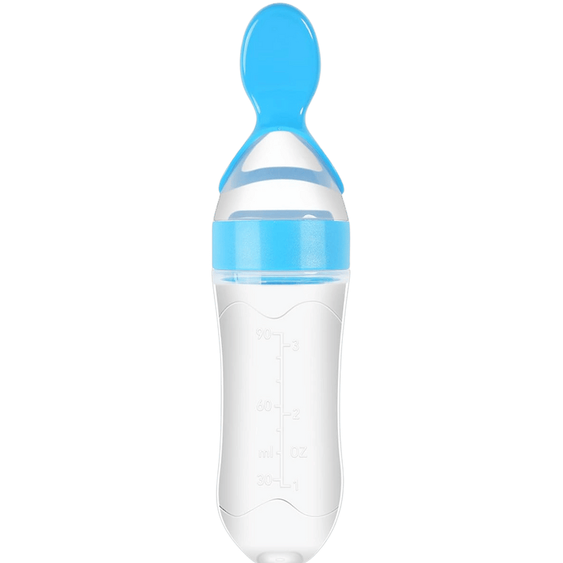 Skedflaska för Bebis 90ml – Squeeze Träningsflaska i Silikon med Sugpropp BabyMat.se