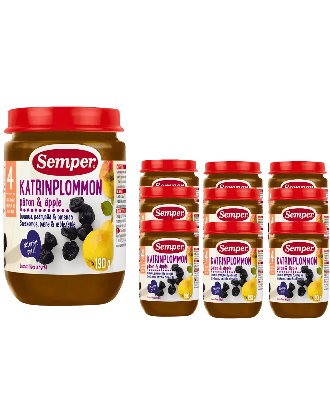 Semper Katrinplommonpuré 190g x 12 – För barn från 4 månader BabyMat.se