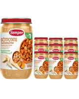 Semper Sötpotatis med Kyckling & Linser – 12-pack (Från 12 månader, 235 g) <p><strong>Pris per burk: ca 21kr</strong></p> BabyMat.se