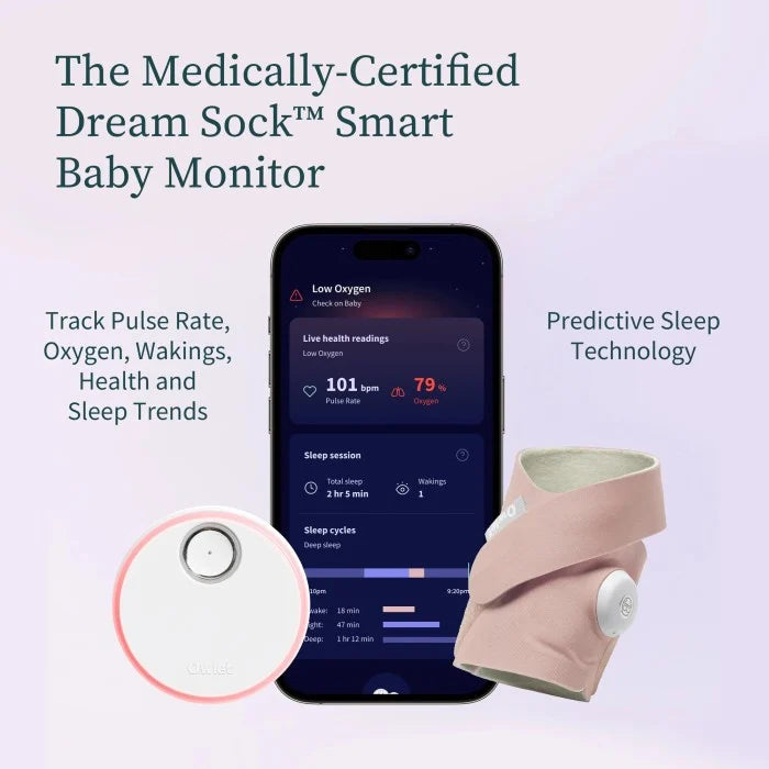 Owlet Baby Monitor with Pulse Oximeter Dream Sock Dusty Rose BabyMat.se