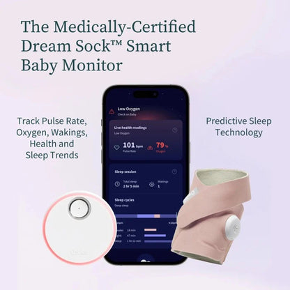 Owlet Baby Monitor with Pulse Oximeter Dream Sock Dusty Rose BabyMat.se