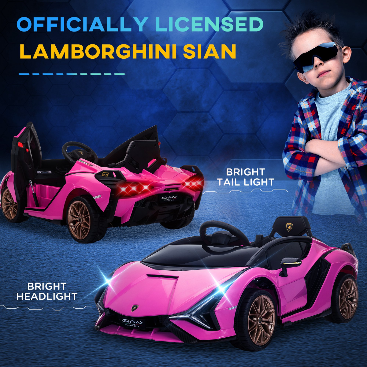 Lamborghini SIAN 12V Elbil för Barn (Rosa) BabyMat.se