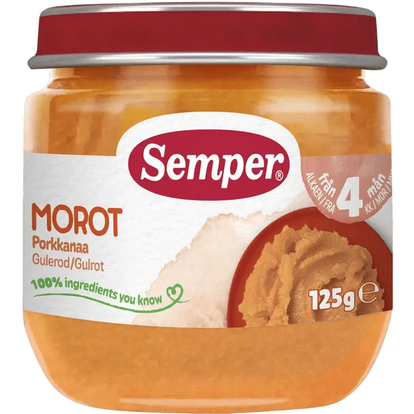 Semper Morotspuré – Från 4 månader (125 g) babymat från BabyMat.se