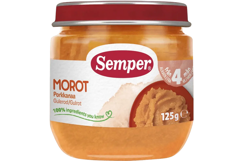 Semper Morotspuré – Från 4 månader (125 g) babymat från BabyMat.se