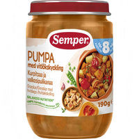 Semper Pumpa med vitlökskyckling 190g 8m