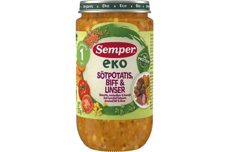 Semper Sötpotatis, Biff & Linser – Från 12 månader (235 g) babymat från BabyMat.se