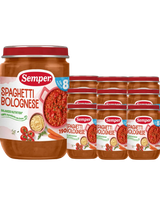 Semper Spaghetti & Köttfärssås – 12-pack (Från 8 månader, 190 g) <p><strong>Pris per burk: ca 16kr</strong></p> BabyMat.se